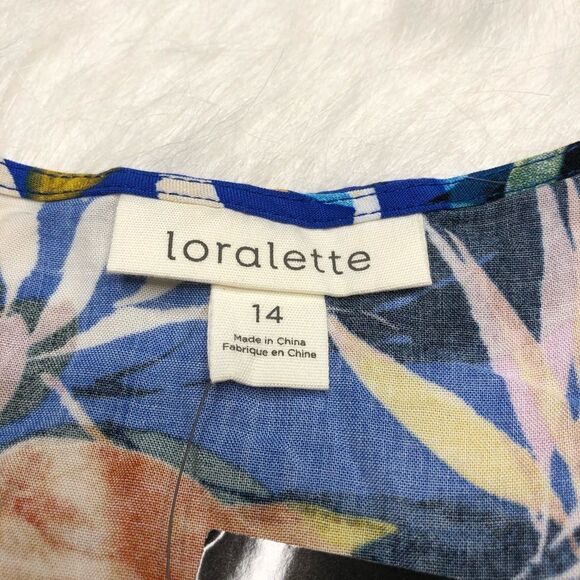 Loralette NWT Blue Pretty Val Print Flutter Sleeves Hi-Lo Maxi Dress Size 14 - Picture 11 of 13